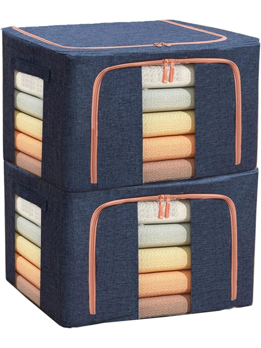 Large 100L Clothes Storage Organizer Bags, Stackable with Zipper & Clear Window